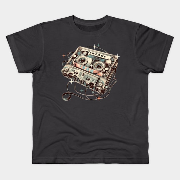 Vintage Cassette Kids T-Shirt by Artizan